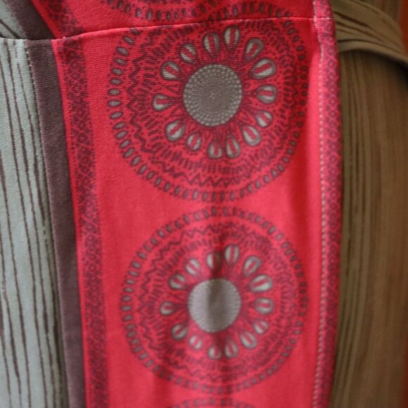 BCBGMaxAzria Red and Green Y2K Boho Hippie Wrap Sundress LG - Picture 5 of 13